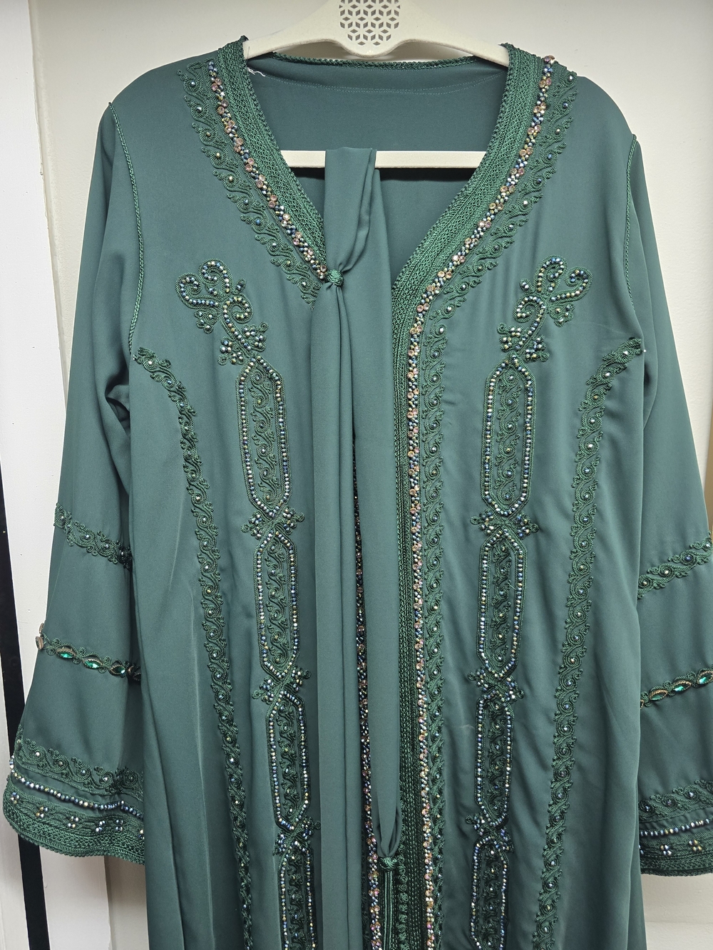 Embroidered Emerald Green Women's Long Dress - Picture 3 of 5